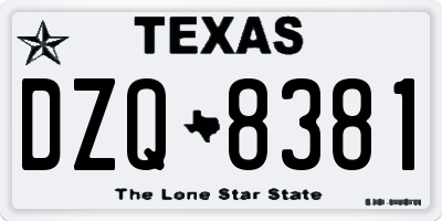 TX license plate DZQ8381