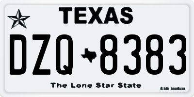 TX license plate DZQ8383