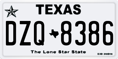 TX license plate DZQ8386