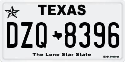 TX license plate DZQ8396