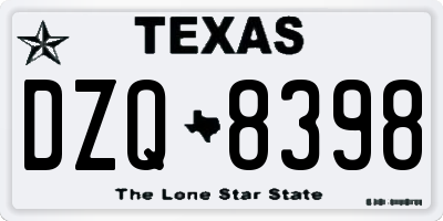 TX license plate DZQ8398