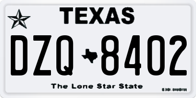 TX license plate DZQ8402