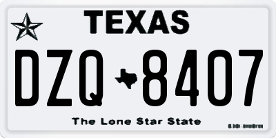 TX license plate DZQ8407