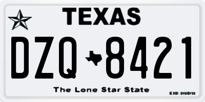 TX license plate DZQ8421