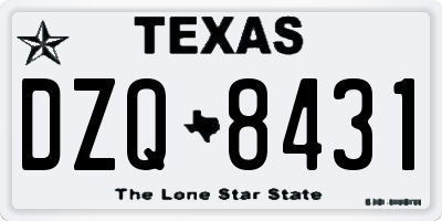 TX license plate DZQ8431