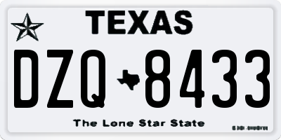 TX license plate DZQ8433