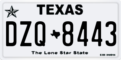 TX license plate DZQ8443