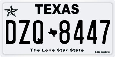 TX license plate DZQ8447