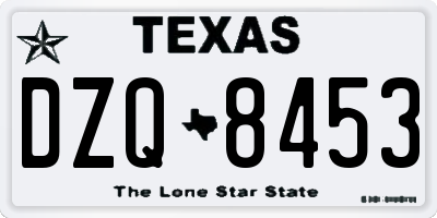 TX license plate DZQ8453