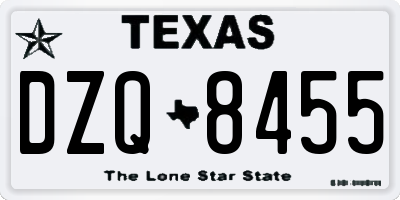 TX license plate DZQ8455