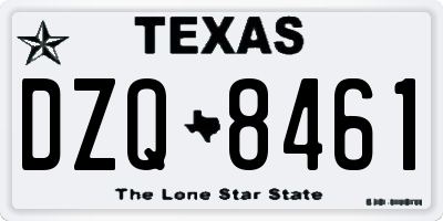 TX license plate DZQ8461