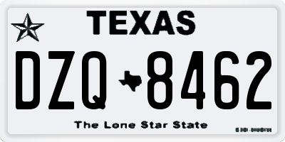 TX license plate DZQ8462