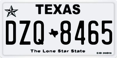 TX license plate DZQ8465