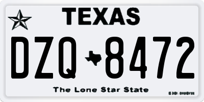 TX license plate DZQ8472