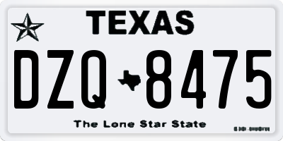 TX license plate DZQ8475