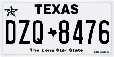 TX license plate DZQ8476