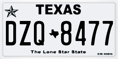 TX license plate DZQ8477