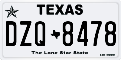 TX license plate DZQ8478