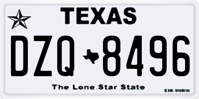 TX license plate DZQ8496