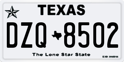 TX license plate DZQ8502