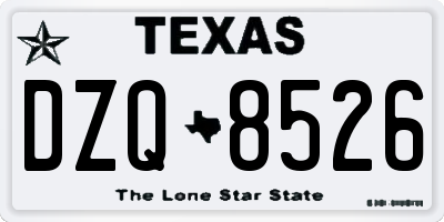 TX license plate DZQ8526