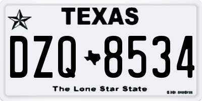 TX license plate DZQ8534
