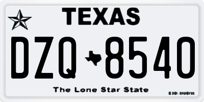 TX license plate DZQ8540