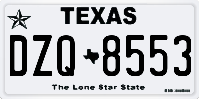 TX license plate DZQ8553