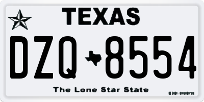 TX license plate DZQ8554