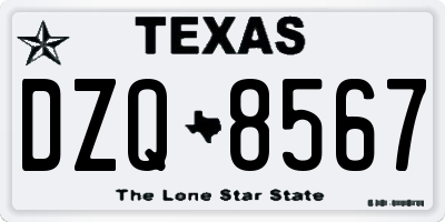 TX license plate DZQ8567