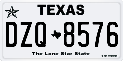 TX license plate DZQ8576