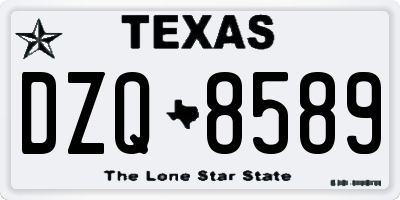 TX license plate DZQ8589