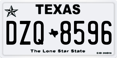 TX license plate DZQ8596