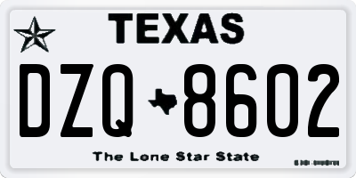 TX license plate DZQ8602