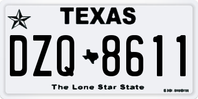 TX license plate DZQ8611