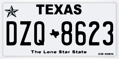 TX license plate DZQ8623