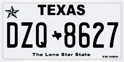TX license plate DZQ8627