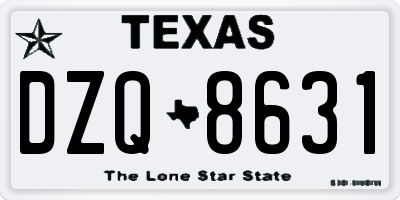 TX license plate DZQ8631