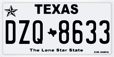 TX license plate DZQ8633