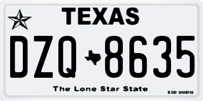 TX license plate DZQ8635