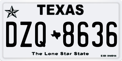 TX license plate DZQ8636