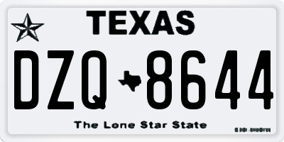 TX license plate DZQ8644