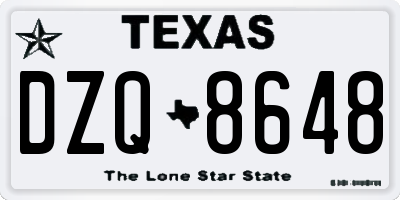 TX license plate DZQ8648