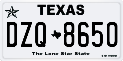 TX license plate DZQ8650
