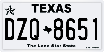 TX license plate DZQ8651
