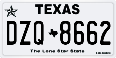 TX license plate DZQ8662