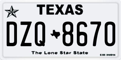 TX license plate DZQ8670