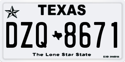TX license plate DZQ8671