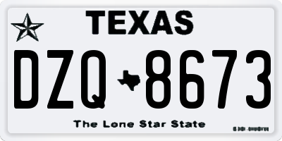 TX license plate DZQ8673
