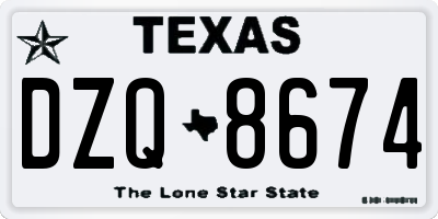 TX license plate DZQ8674